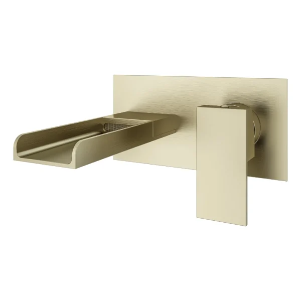 Chetwode Waterfall Wall Mounted Brushed Brass Bath Filler Tap