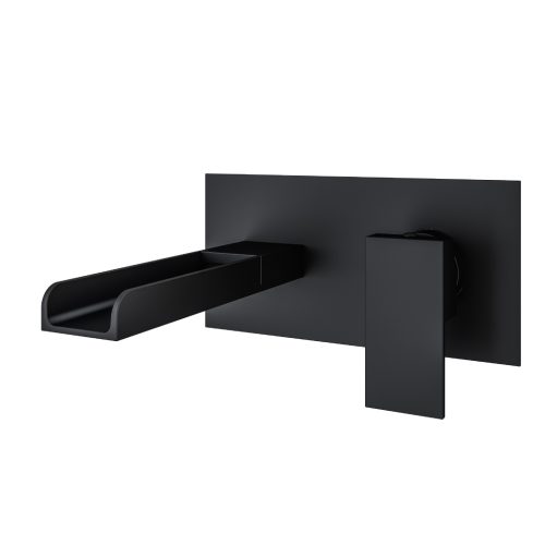 Chetwode Waterfall Wall Mounted Matt Black Basin Tap