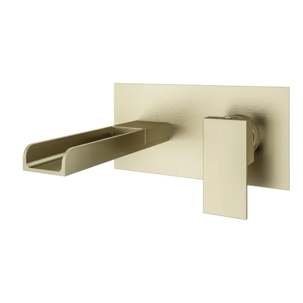 Chetwode Waterfall Wall Mounted Brushed Brass Basin Tap