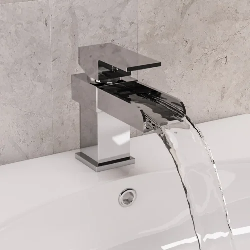 Camborne Waterfall Chrome Basin Mono Mixer Tap With Waste