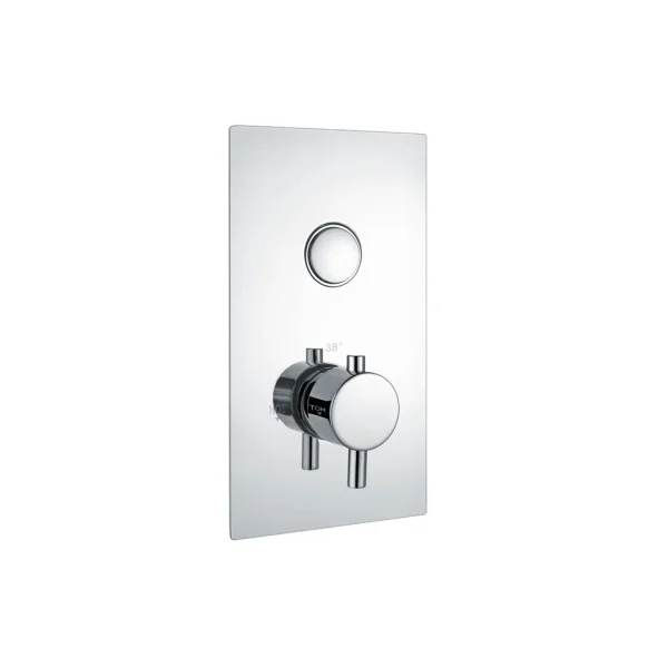 Round Chrome Concealed Thermostatic Single Push Button Shower Valve