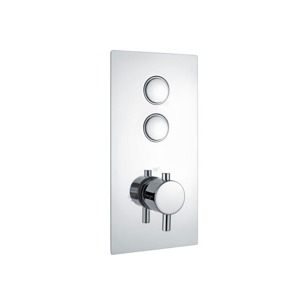 Round Chrome Concealed Thermostatic Double Push  Button Shower Valve