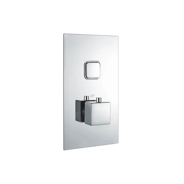 Square Chrome Concealed Thermostatic Single Push Button Shower Valve