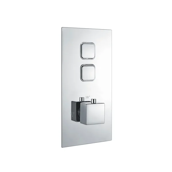 Square Chrome Concealed Thermostatic Double Push Button Shower Valve
