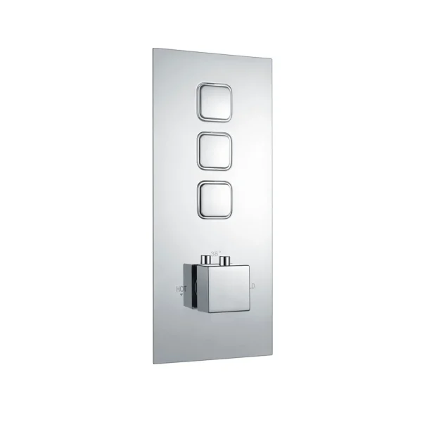 Square Chrome Concealed Thermostatic Triple Push Button Shower Valve
