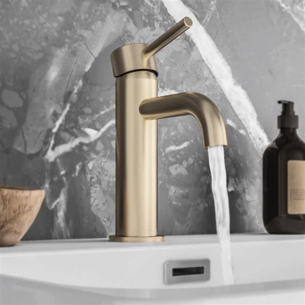 Meriden Brushed Brass Basin Mono Tap With Waste