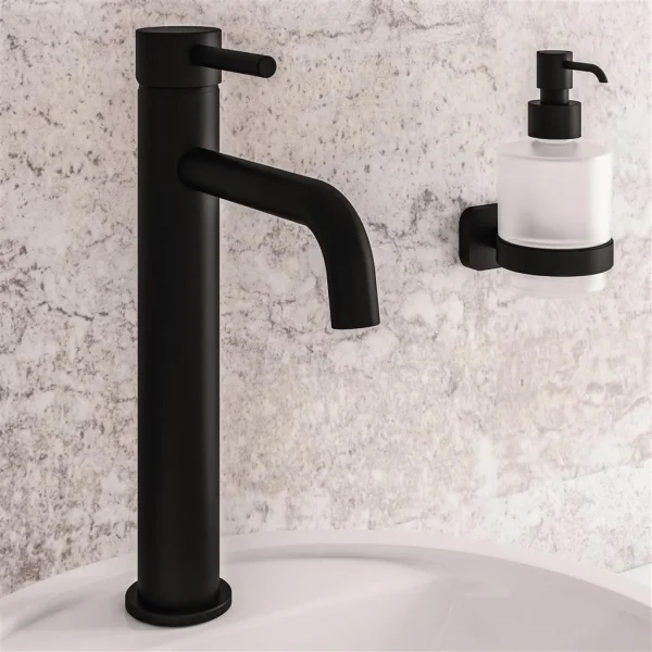 Meriden Matt Black Extended Basin Mono Tap With Waste