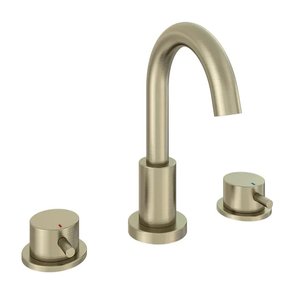 Meriden Brushed Brass Three Tap Hole Basin Tap