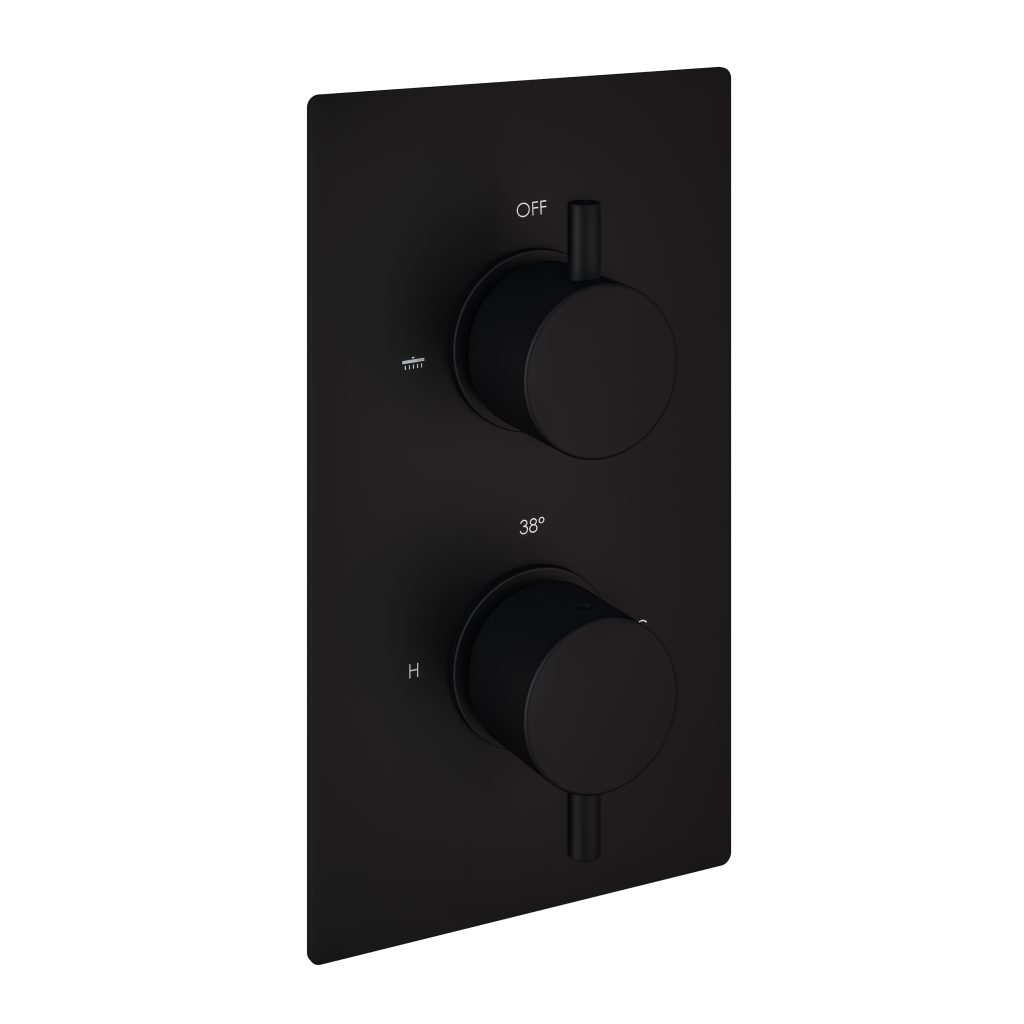 Meriden Matt Black Twin Thermostatic Concealed Shower Valve