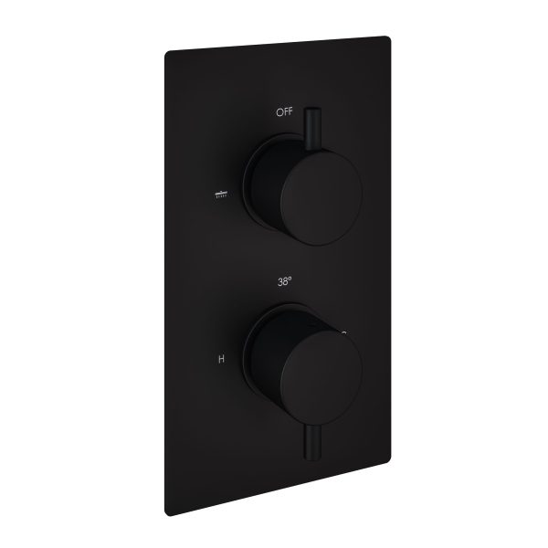 Meriden Matt Black Twin Thermostatic Concealed Shower Valve