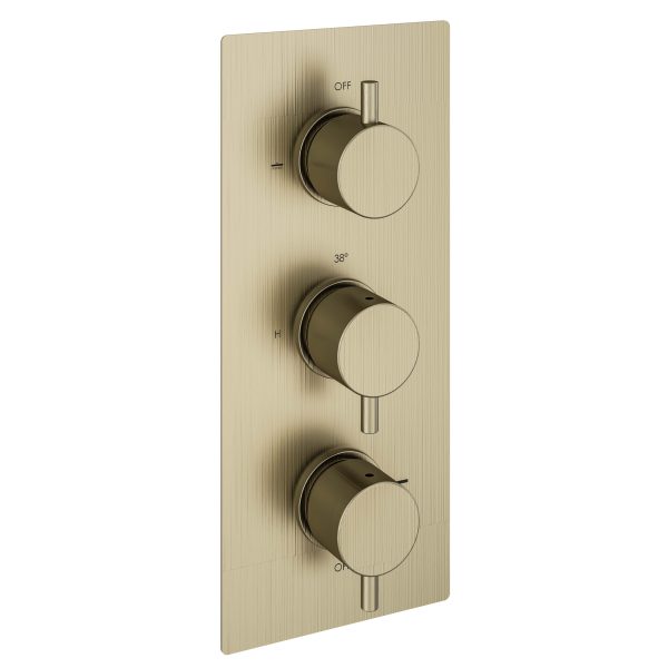 Meriden Brushed Brass Triple Thermostatic Concealed Shower Valve