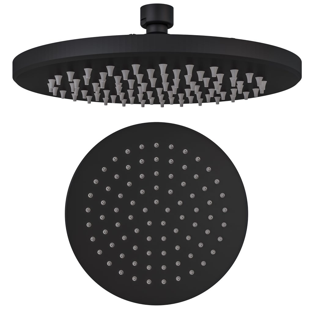 Meriden Matt Black 250mm Stainless Steel Round Easy Cleaning Shower Head