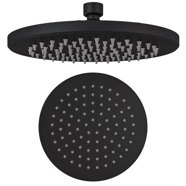 Meriden Matt Black 250mm Stainless Steel Round Easy Cleaning Shower Head