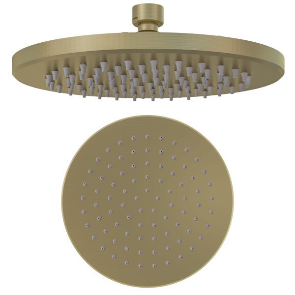 Meriden Brushed Brass 250mm Stainless Steel Round Easy Cleaning Shower Head