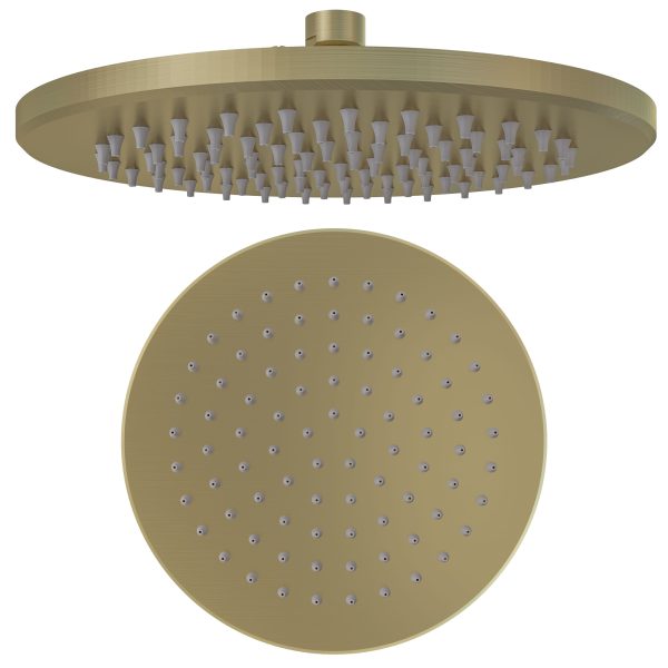 Meriden Brushed Brass 300mm Stainless Steel Round Easy Cleaning Shower Head