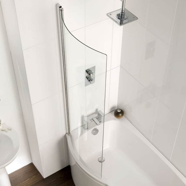 C Shape 6mm 1400 x 780 Curved Shower Bath Screen