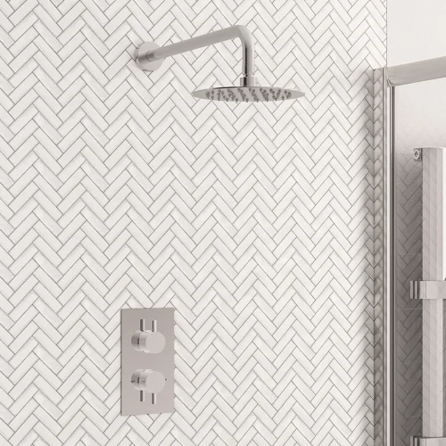 Concealed Valve,Round Shower Head&Round Shower Arm