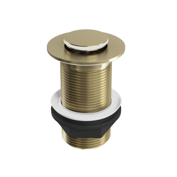 Brushed Brass Unslotted Push Button Basin Waste - Eastbrook