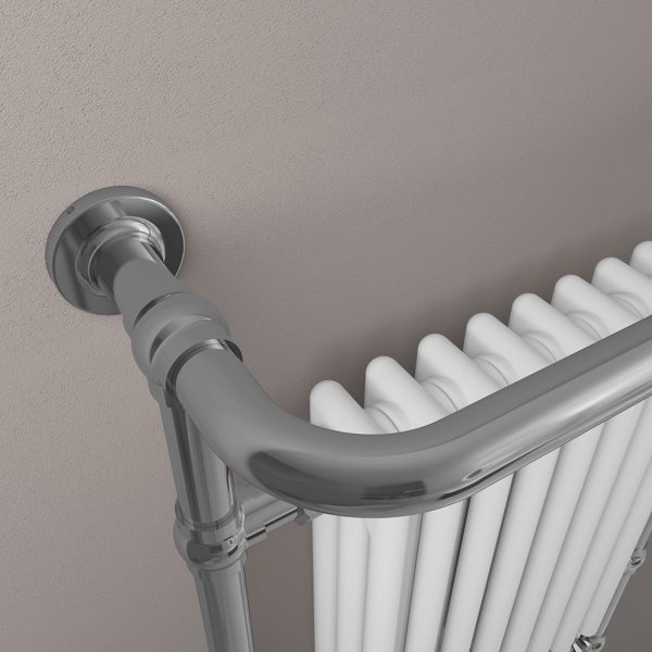 Isbourne Chrome Gloss White 940 x 507 Traditional Radiator - Eastbrook