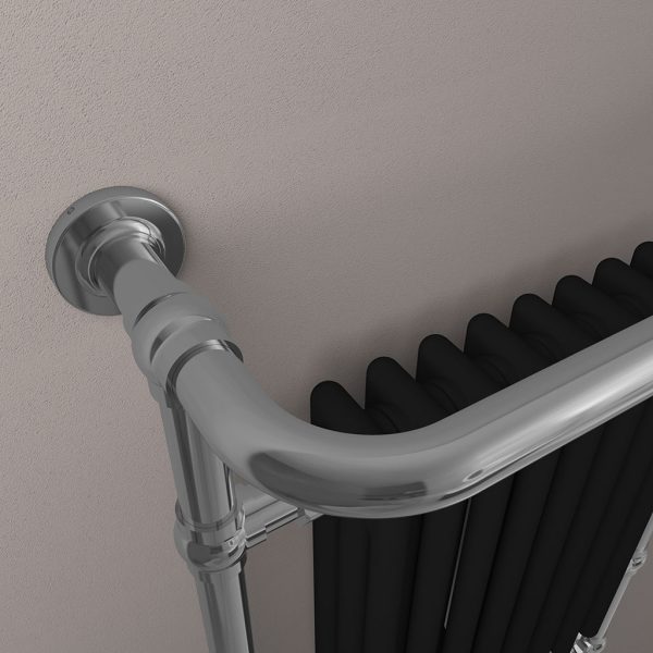 Isbourne Chrome Matt Black 940 x 507 Traditional Radiator - Eastbrook