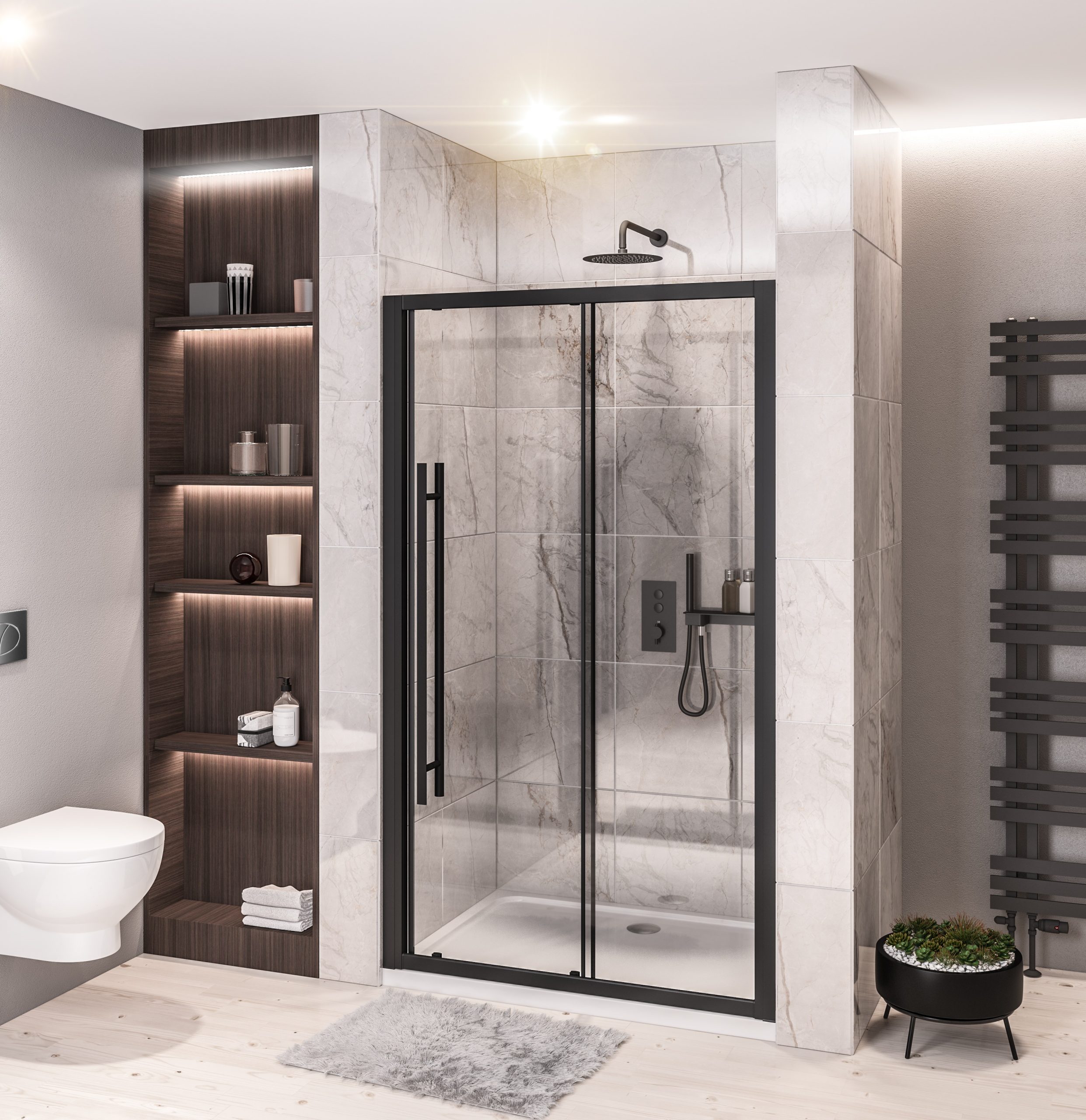 Vantage 2000 Matt Black 1300 Sliding Door - Eastbrook