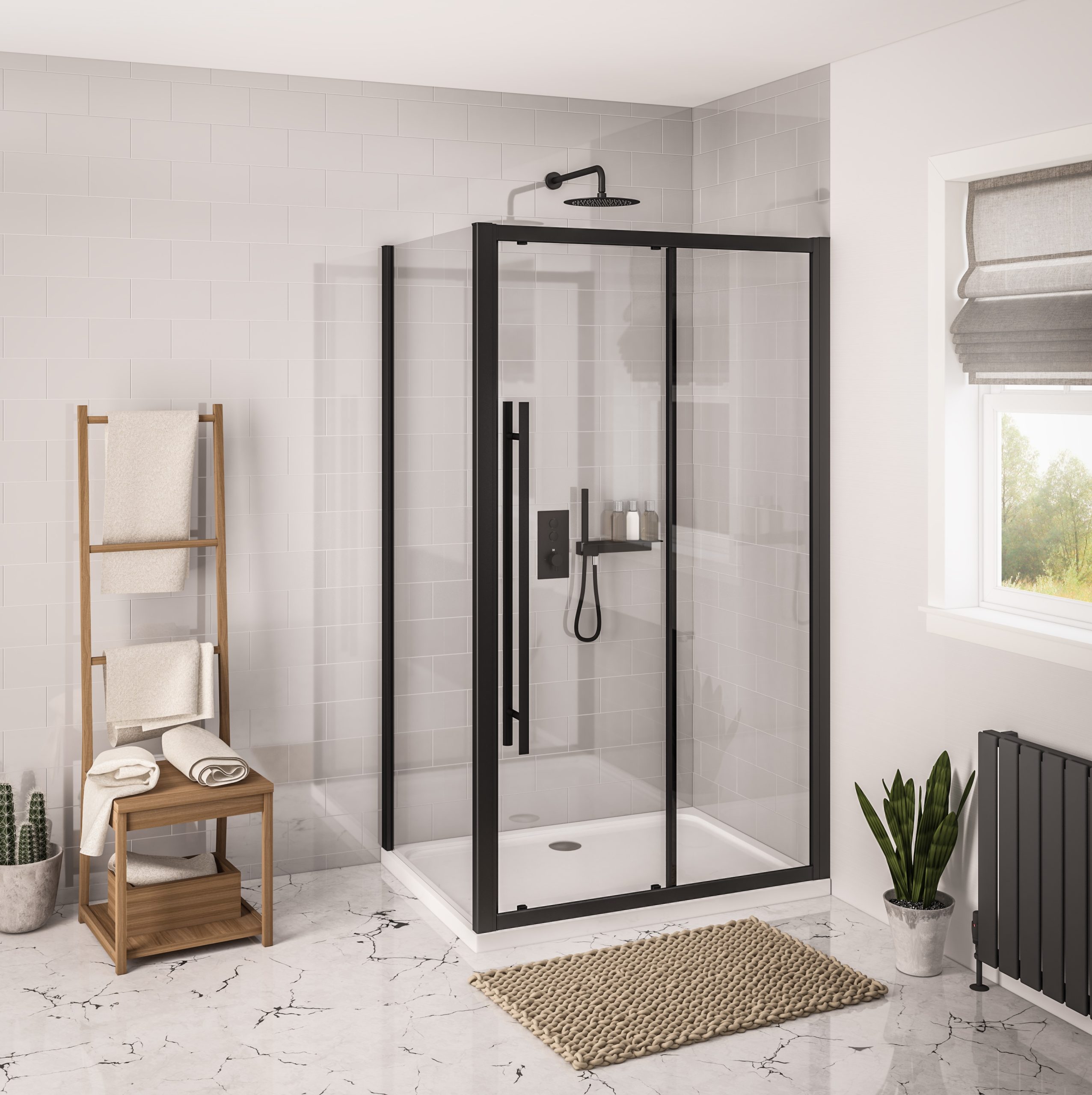 Vantage 2000 Matt Black 1300 Sliding Door - Eastbrook - Image 2