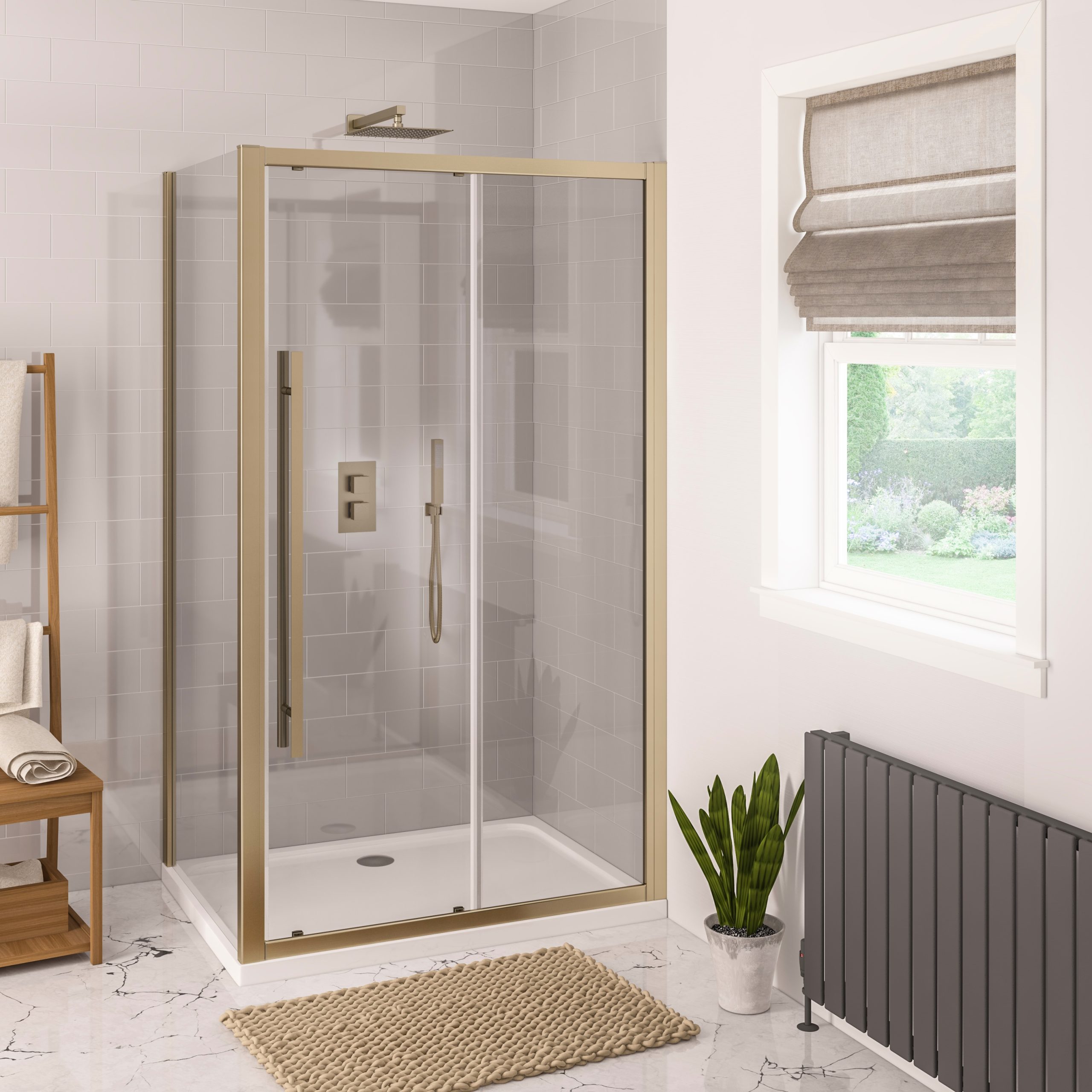 Vantage 2000 Brushed Brass 1300 Sliding Door - Eastbrook - Image 2