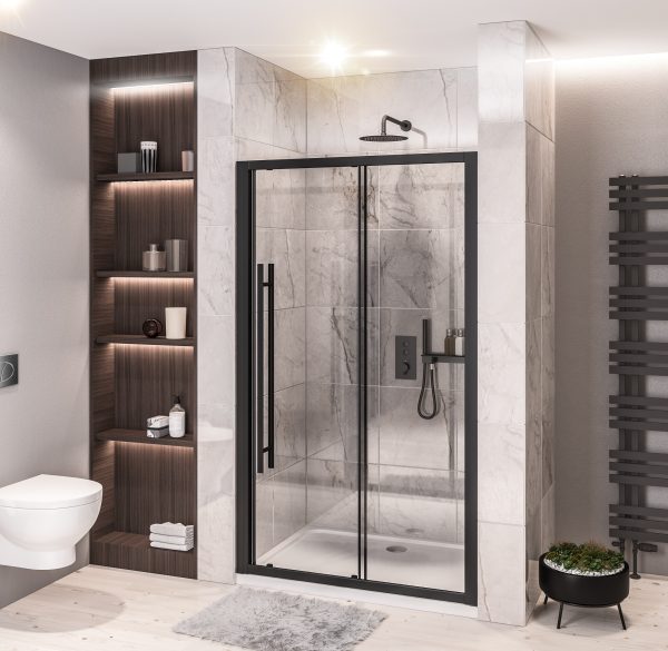 Vantage 2000 Matt Black 1500 Sliding Door - Eastbrook