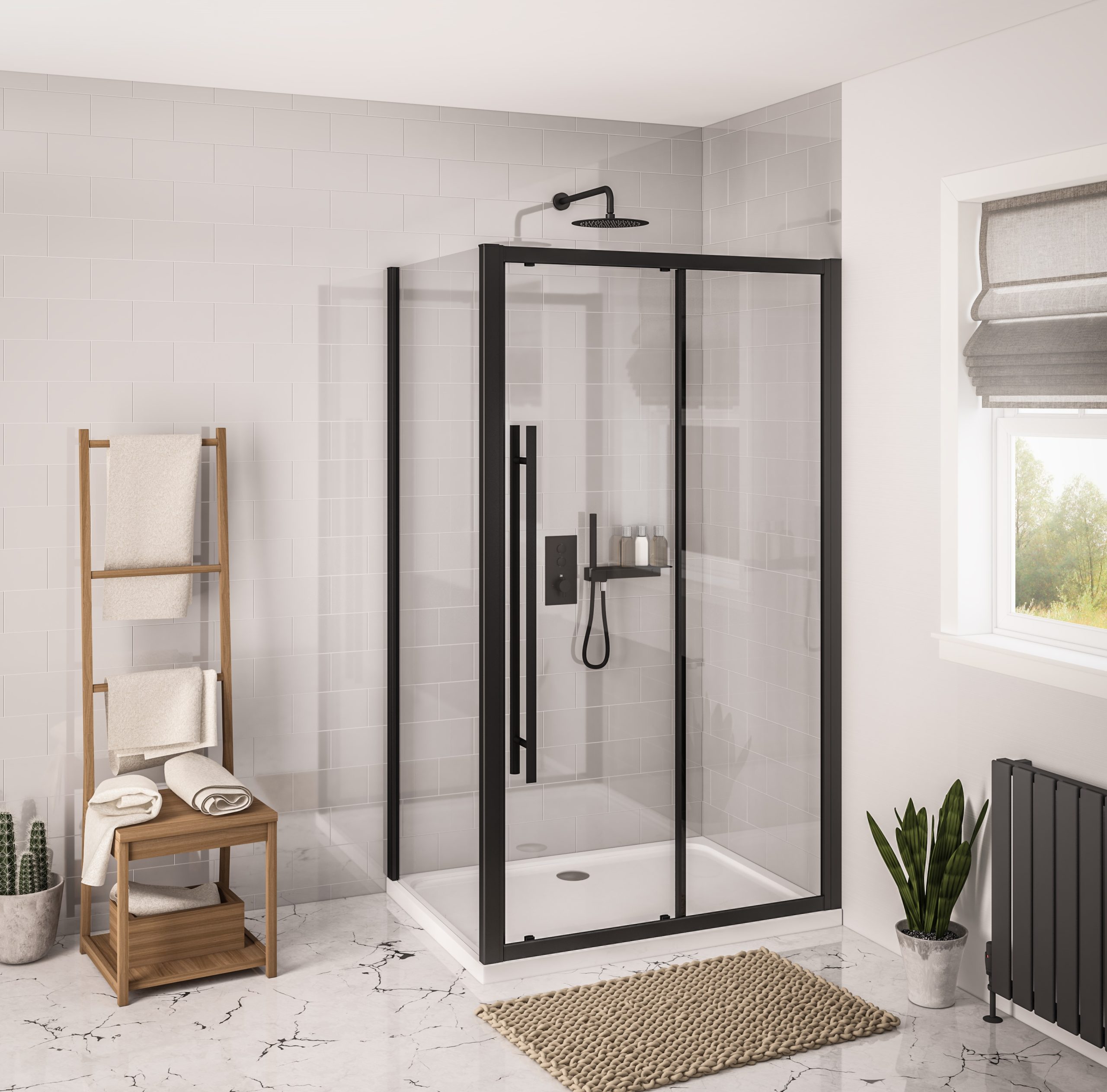 Vantage 2000 Matt Black 1500 Sliding Door - Eastbrook - Image 2