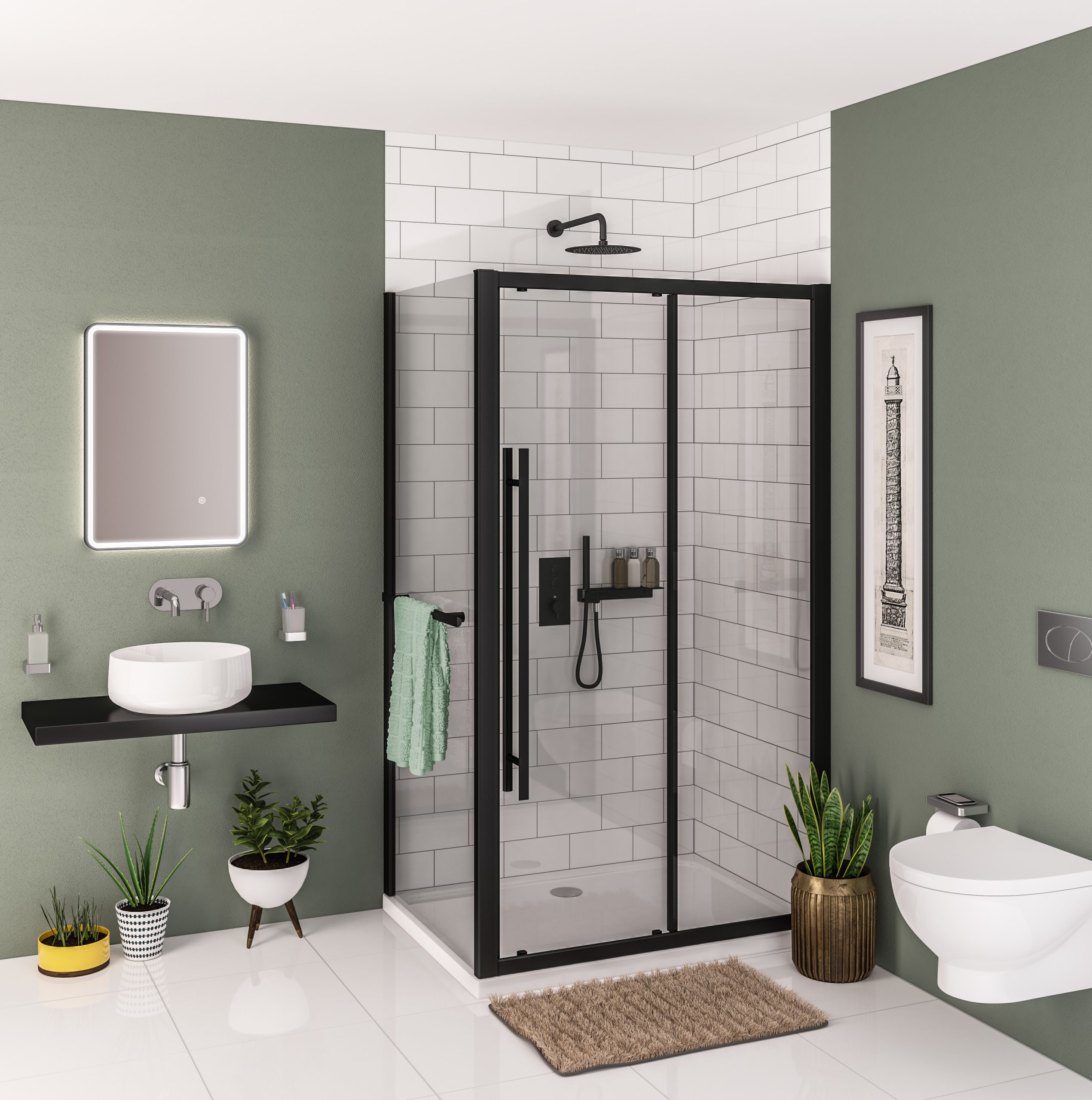 Vantage 2000 Matt Black 1500 Sliding Door - Eastbrook - Image 3