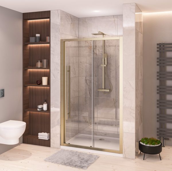 Vantage 2000 Brushed Brass 1500 Sliding Door - Eastbrook