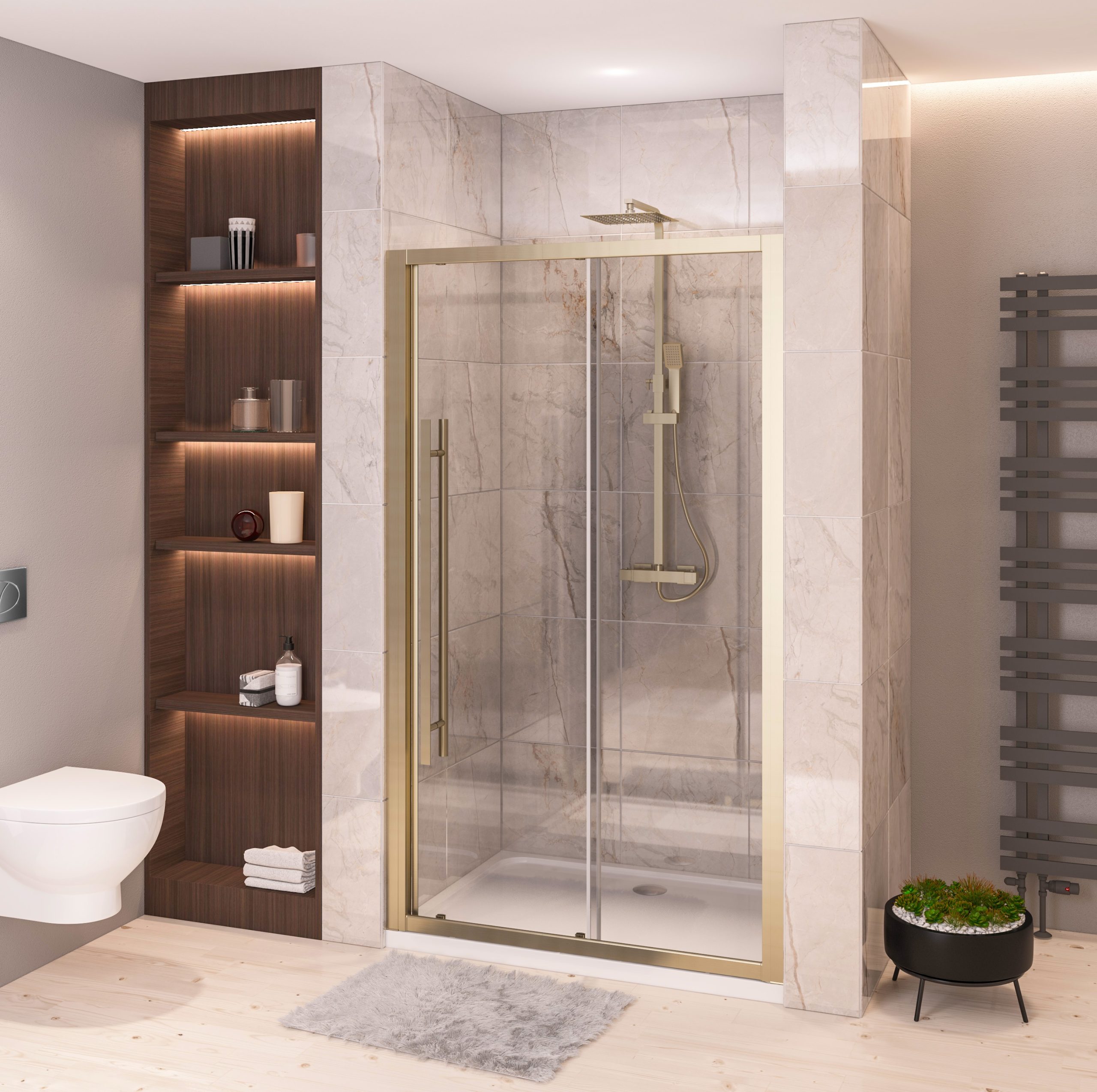Vantage 2000 Brushed Brass 1500 Sliding Door - Eastbrook