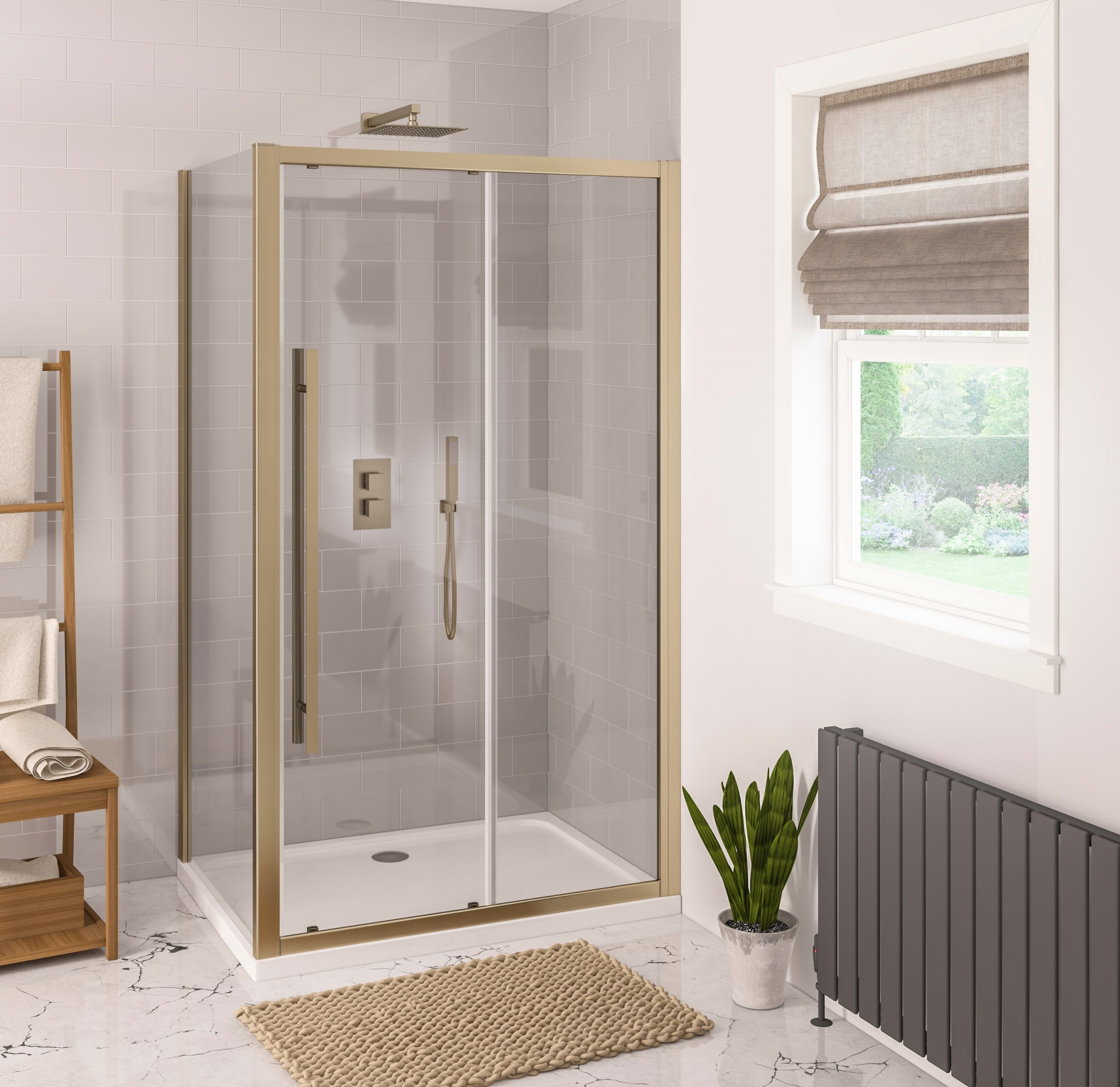 Vantage 2000 Brushed Brass 1500 Sliding Door - Eastbrook - Image 2