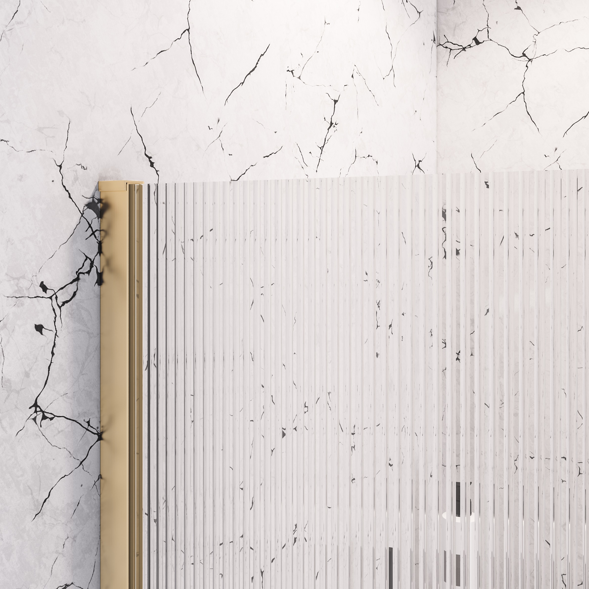 Vantage 2000 Brushed Brass 1200 8mm Fluted Glass Walkin Shower Panel - Eastbrook - Image 2
