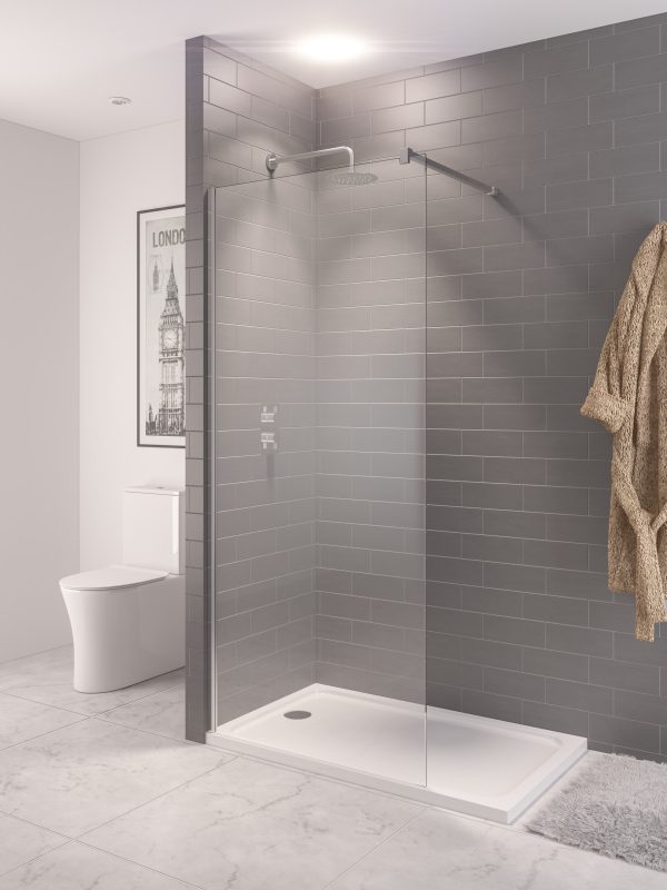 Vantage 2000 Chrome 1300 8mm Walkin Shower Panel - Eastbrook