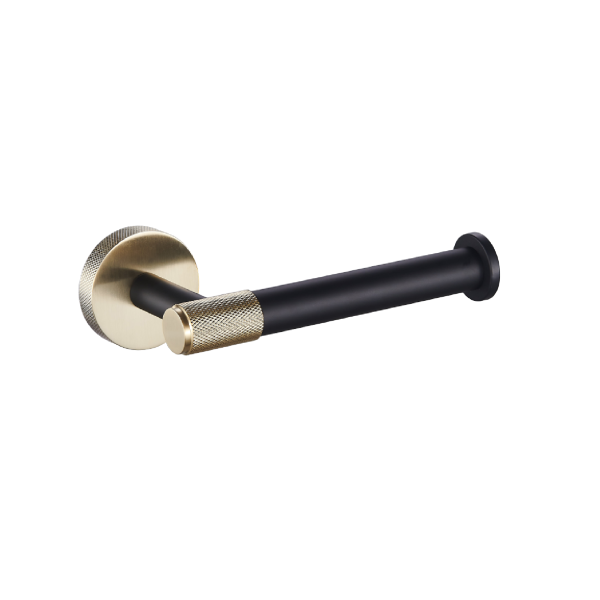 Catania Matt Black & Brushed Brass Toilet Roll Holder - Eastbrook