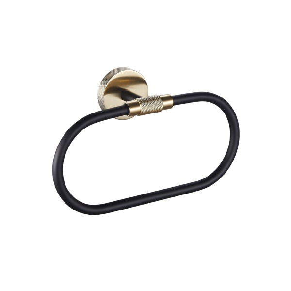 Catania Matt Black & Brushed Brass Towel Ring - Eastbrook