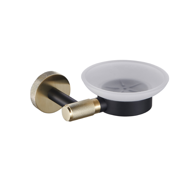 Catania Matt Black & Brushed Brass Soap Dish  - Eastbrook