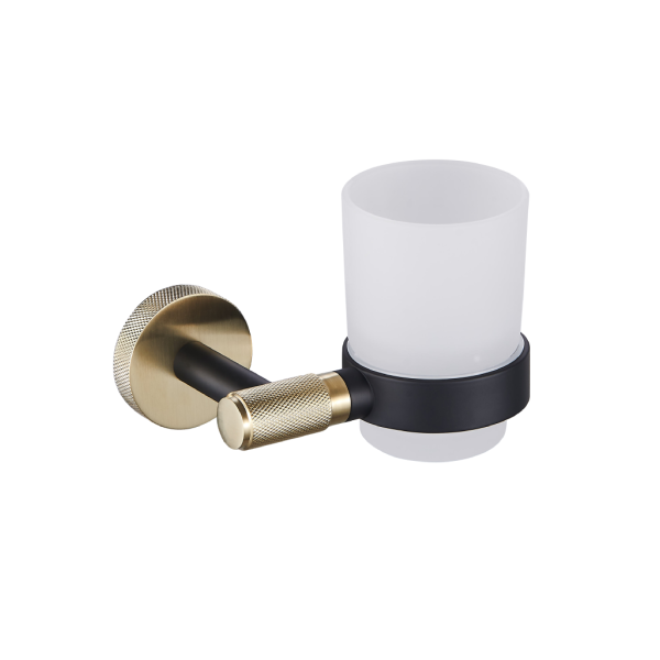 Catania Matt Black & Brushed Brass Tumbler Holder - Eastbrook