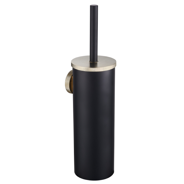 Catania Matt Black & Brushed Brass Toilet Brush and Holder - Eastbrook