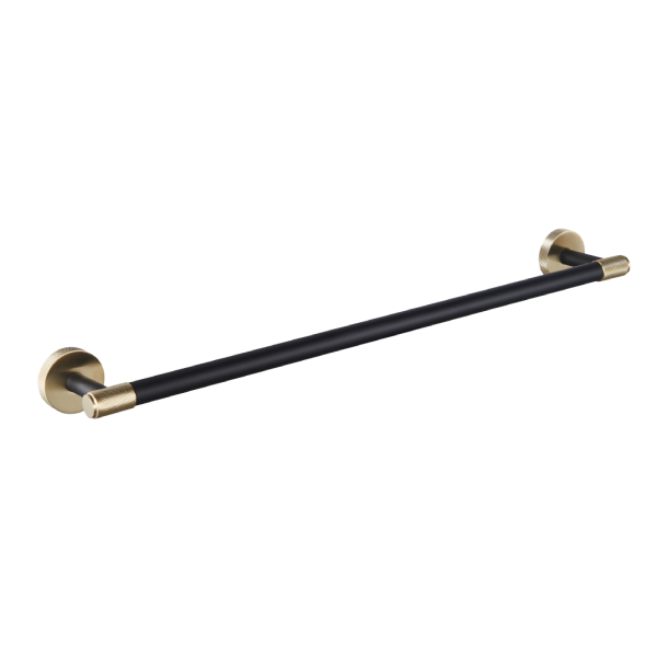 Catania Matt Black & Brushed Brass Single Towel bar - Eastbrook