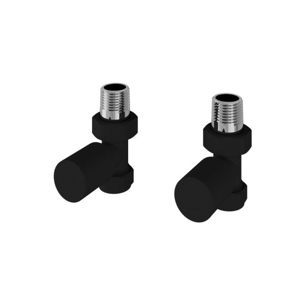 Pair Of Matt Black Straight Radiator Valves - Eastbrook