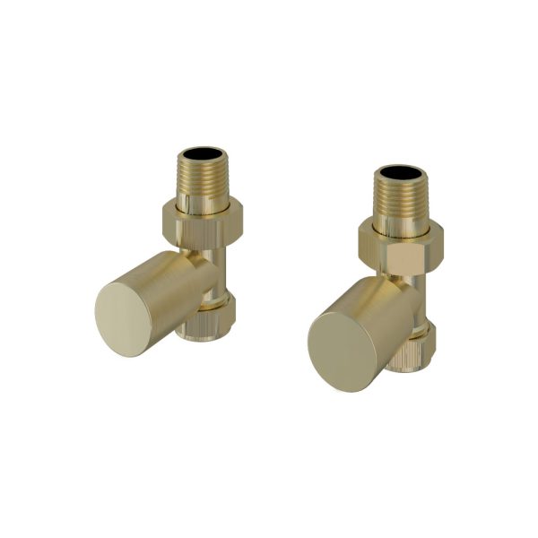 Pair Of Brushed Brass Straight Radiator Valves - Eastbrook