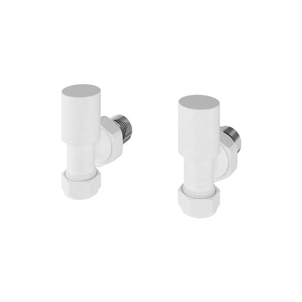 Pair Of Matt White Angled Radiator Valves - Eastbrook