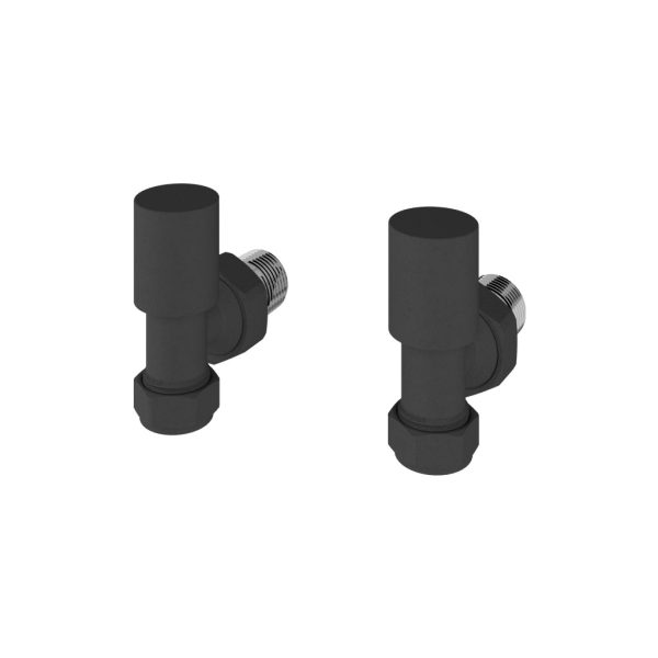Pair Of Matt Anthracite Angled Radiator Valves - Eastbrook