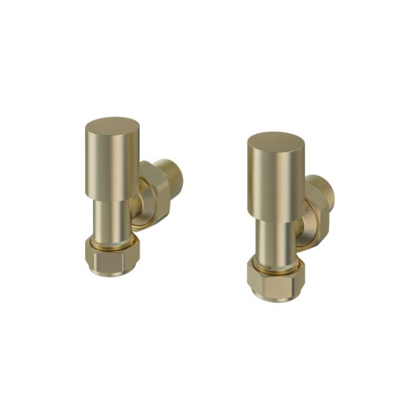 Pair Of Brushed Brass Angled Radiator Valves - Eastbrook