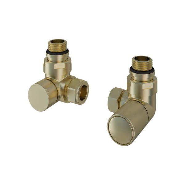 Pair Of Brushed Brass Corner Radiator Valves - Eastbrook