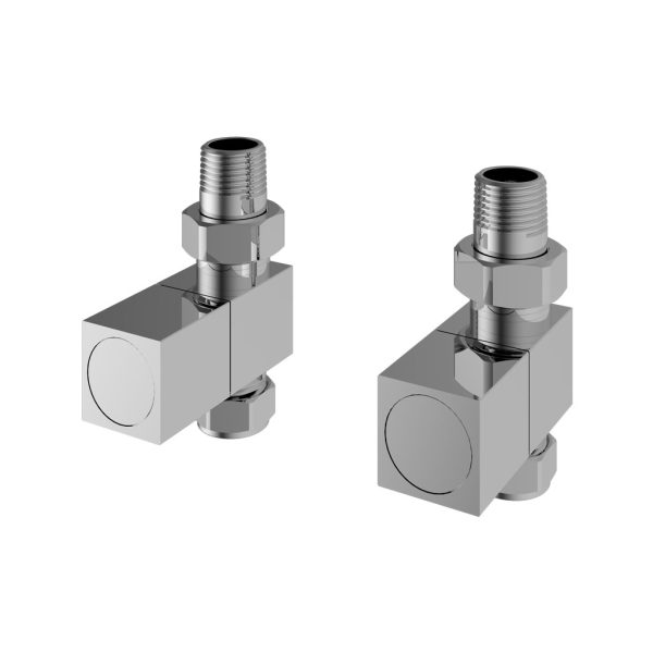 Pair Of Chrome Straight Square Radiator Valves - Eastbrook