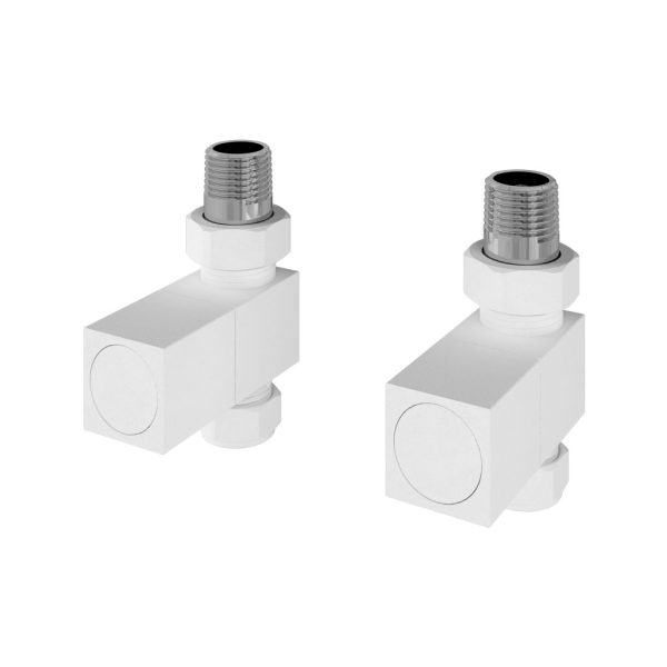 Pair Of Matt White Straight Square Radiator Valves - Eastbrook