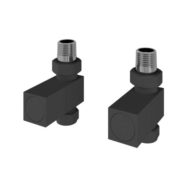 Pair Of Matt Anthracite Straight Square Radiator Valves - Eastbrook